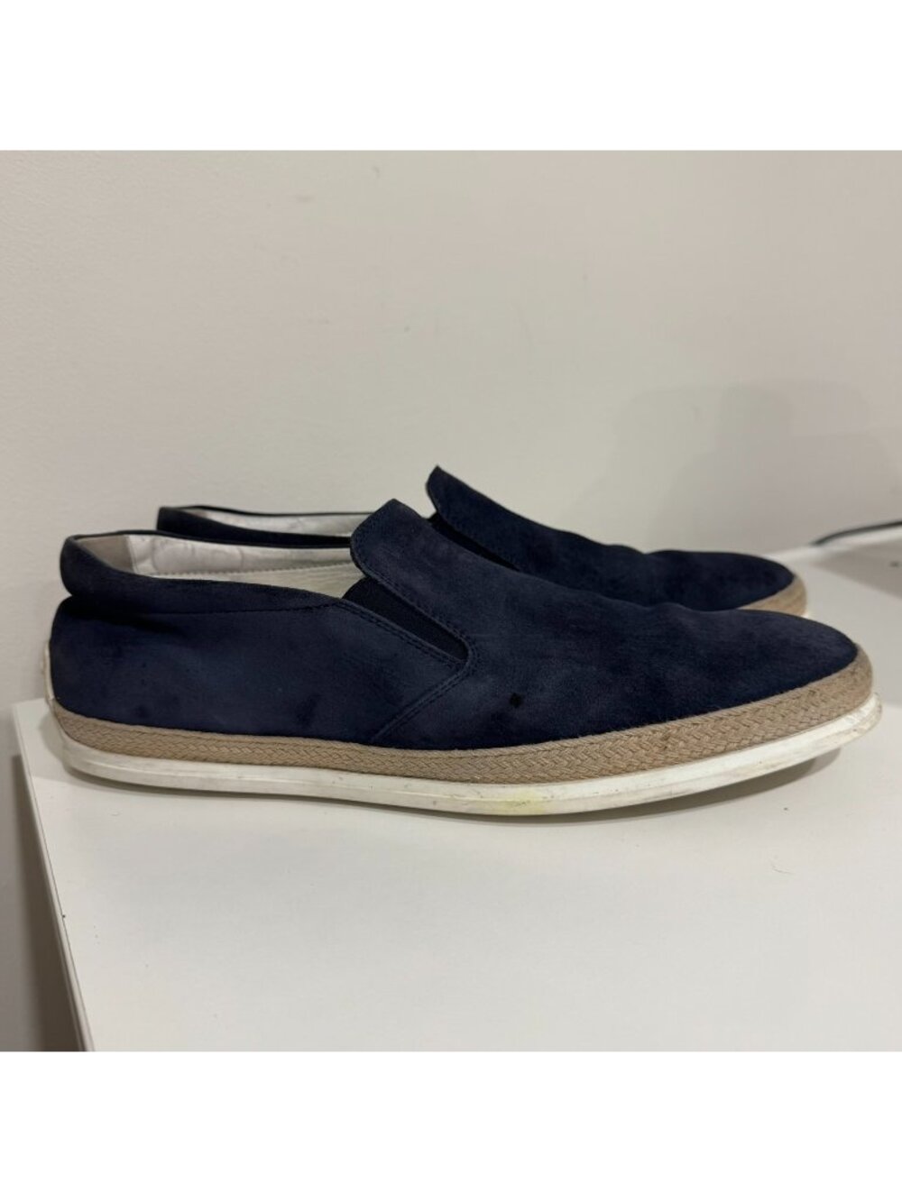Tod's Men's Suede Slip-On Espadrille Loafers in Navy Blue Size 10.5